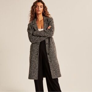 Abercrombie and Fitch Black and White Tweed Trench Coat small